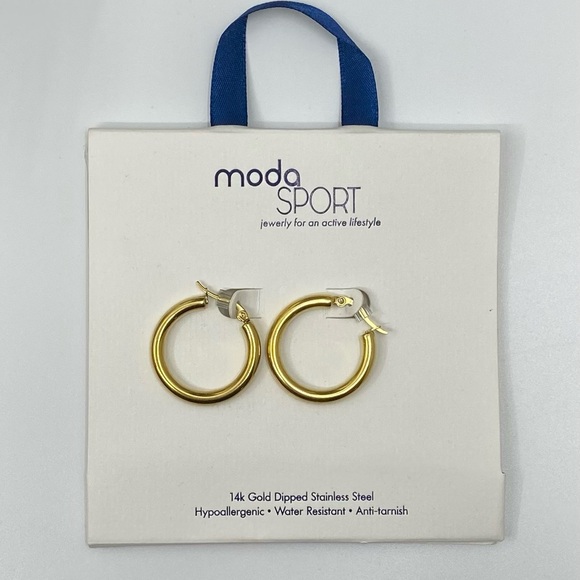 Moda Sport gold hoop earrings - Picture 1 of 3